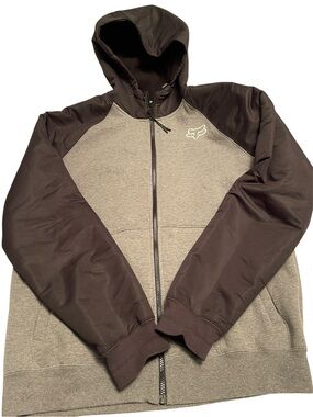 Fox Hooded Zip Jacket in Gray and Black large